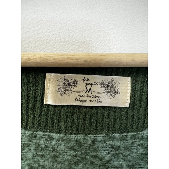 Free People Long Sweater Sage Green Long Sleeve Knit Cottagecore Tunic Sz M - Picture 2 of 9